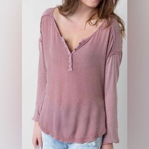Free People Sunday Henley Tee Size Small